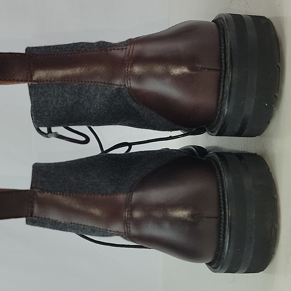 TAFT The Jack Cap Toe Boot In Grey/Oxblood Wool/Leather Men's - Picture 5 of 16